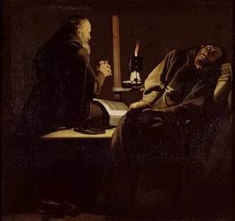 The Ecstasy of St. Francis, A Monk at Prayer with a Dying Monk, 1640-45